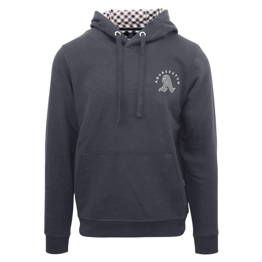 Aquascutum Mens Kangaroo Pocket Long-Sleeved Hoodie / Antracite